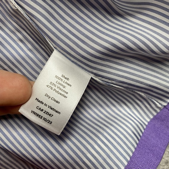 Talbots Vest Womens Sz 20W Purple Linen Belted Lapel Lined Sleeveless Blazer NWT - Picture 6 of 10